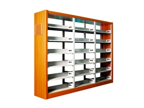 双柱双面防火板六层书架