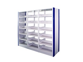 双柱双面六层套色书架