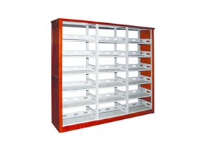 双柱双面六层橡木书架